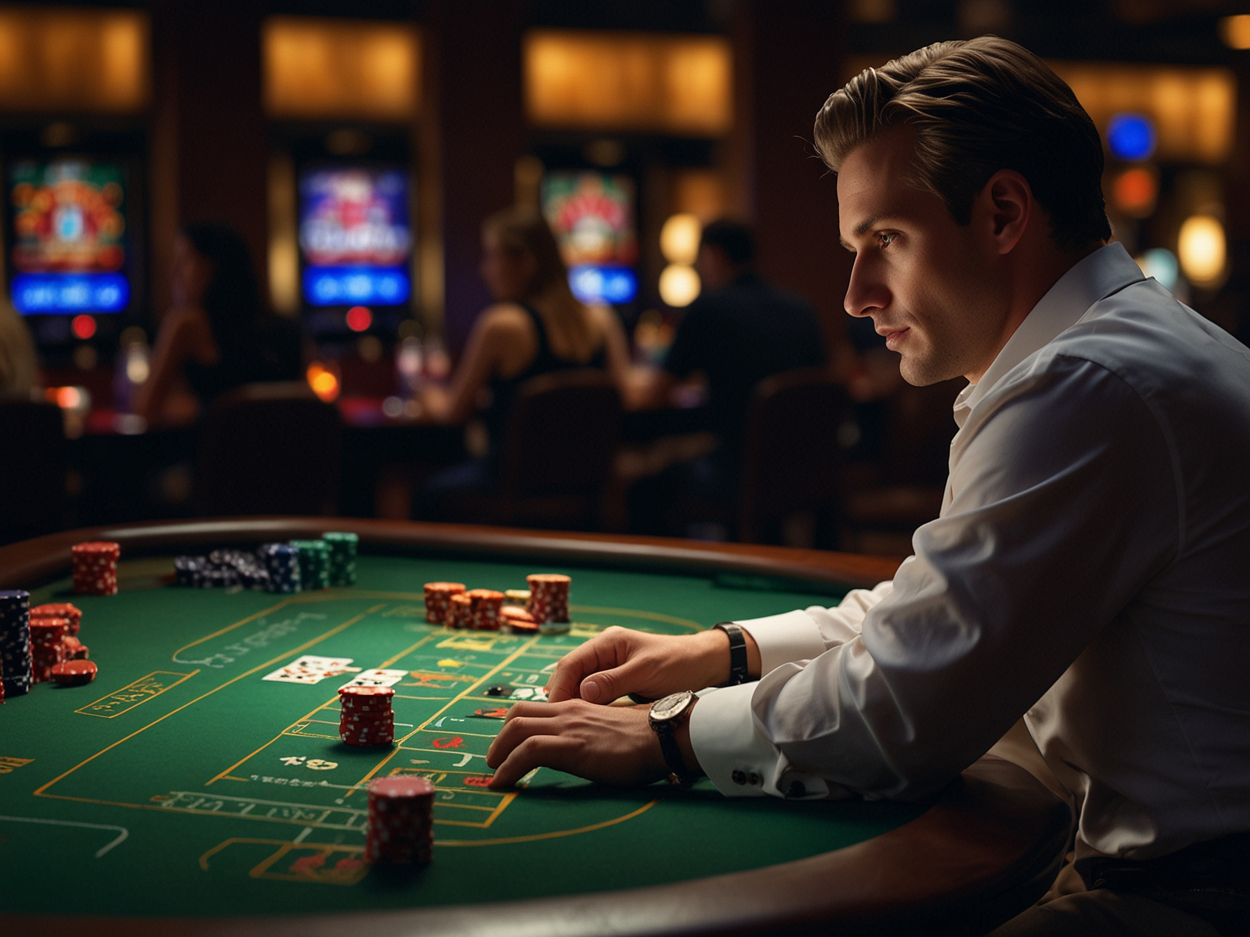 Mesa de casino en vivo con crupier